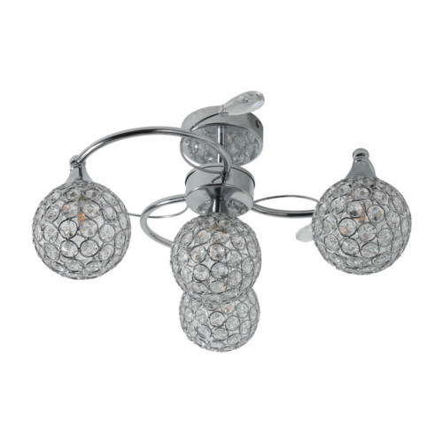 Gordon 4 Light Shiny Chrome Crystal Ceiling Lamp