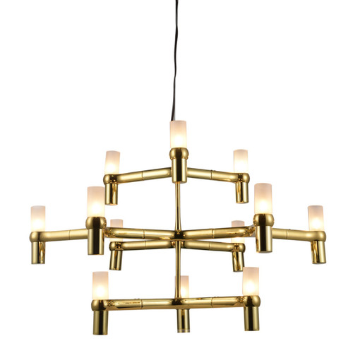 Modular 12 Light Candle Contemporary Chandelier - Gold