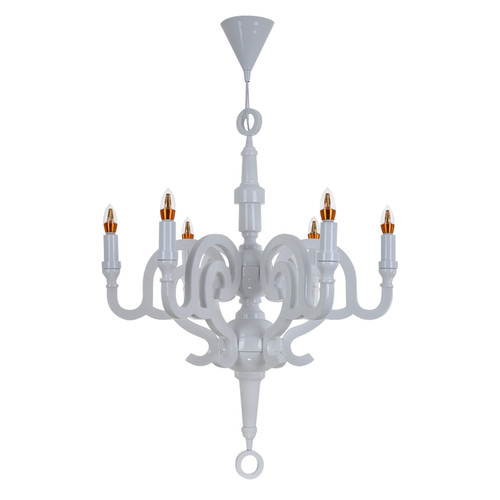 Vintage Curved Arm Candle Chandelier - White