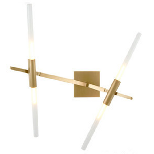 White Glass Tubes 4 Bulb Adjustable Wall Lamp - Brass