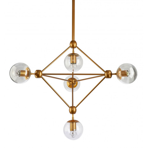 Geometric Diamond Gold Clear Glass 5 Bulb Chandelier