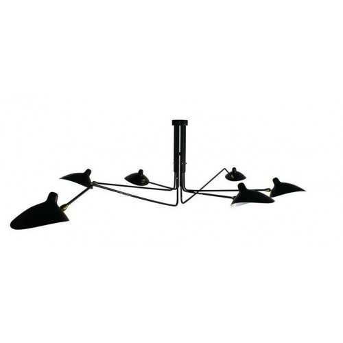 Six Arm Matt Black Nordic Plafond Lamp