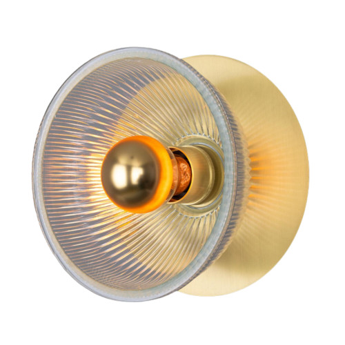 Eclipse Satin Brass Ribbed Glass Wall Lamp