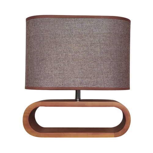 Lester Dark Wood Brown Oval Table Lamp