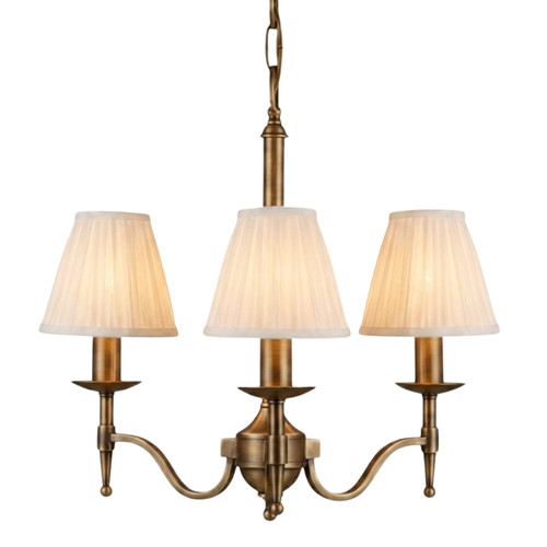 Stanford 3 Light Bronze Chandelier - White