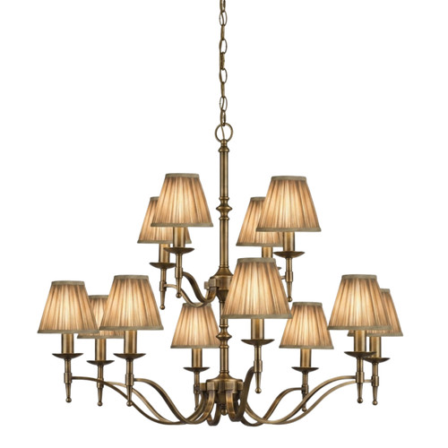 Stanford 12 Light Bronze Chandelier - Shimmer Grey