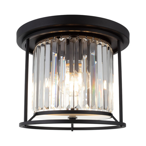 Amelia 3 Light Clear Crystal Prism Black Ceiling Light