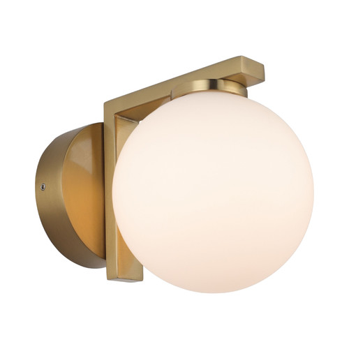 Elin IP44 Matt Opal Glass Gold Metal Wall Light