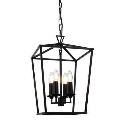 Perigan 4 Light Black Lantern Pendant Light