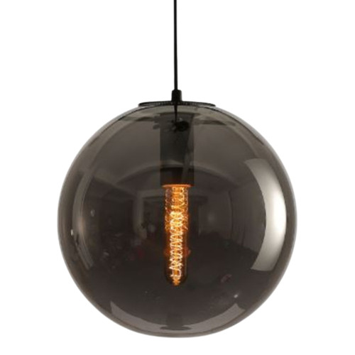 Round Ball Smokey Glass Nordic Pendant Light - Black Main