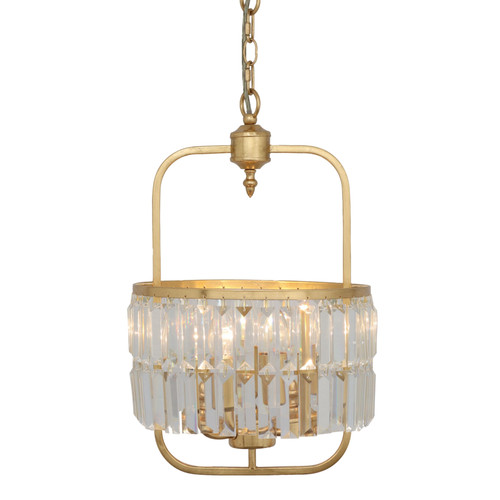 Tilly 3 Light Gold Leaf Clear Crystal Chandelier