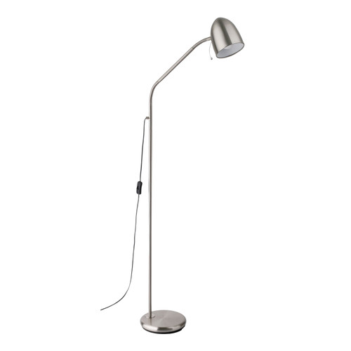 Lara Satin Nickel Steel Cone Shade Angled Floor Lamp
