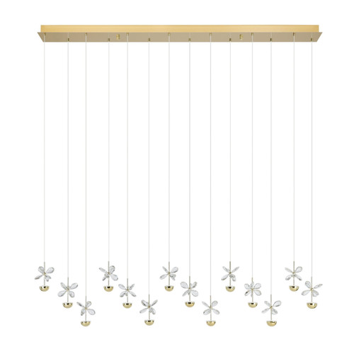 Pianopoli 14 Light Bar Cluster Brass Pendant Chandelier