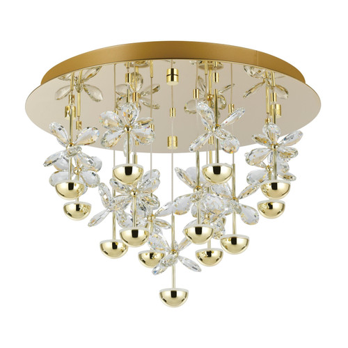 Pianopoli 15 Light Round Cluster Brass Close to Ceiling Light