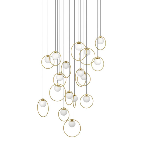 Portocolom 17 Light Brass Gold Round Cluster Pendant