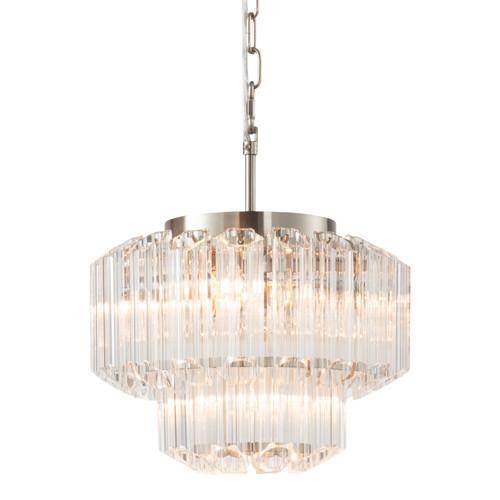Calista 4 Light Brushed Nickel Tiered Glass Chandelier