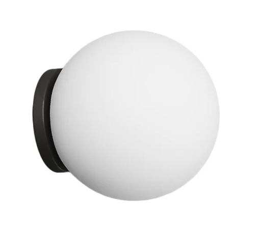 Orb Dark Bronze Round Glass Mirror Wall Lamp