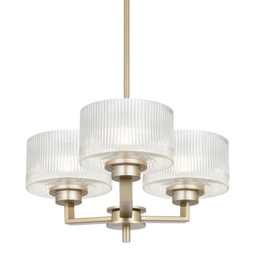 Mabini 3 Light Antique Silver Ribbed Glass Pendant