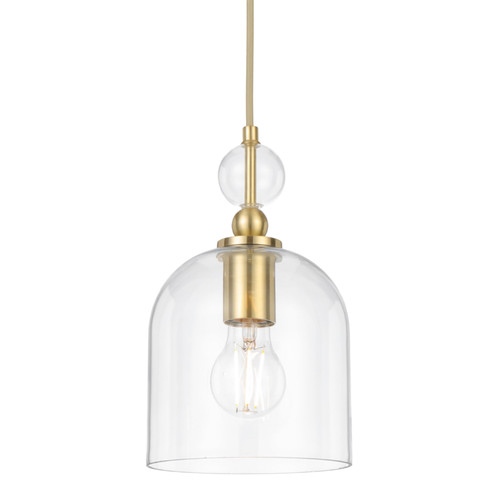 Rafai Clear Glass Bell Shade Brass Pendant Light