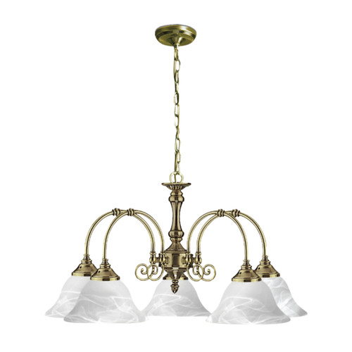 Heritage 5 Light Antique Brass Classic Pendant