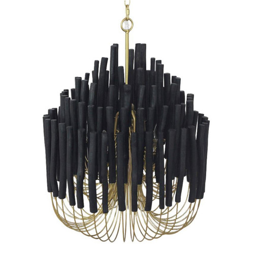 Organic Wooden Candlestick Chandelier - Black & Gold