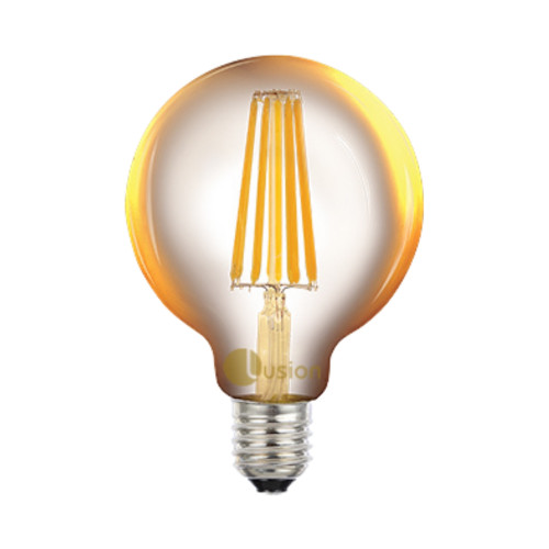 8W Spherical Amber Glass Warm White E27 G95 LED Bulb