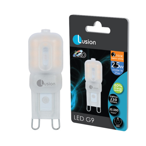 2.5W Opal Blister Polycarbonate Warm White G9 LED Bulb