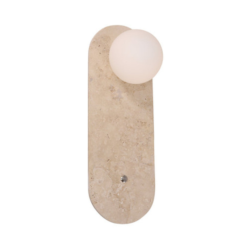 Paolo Oblong Travertine Base Opal Wall Light Paolo Oblong Travertine Base Opal Wall Light