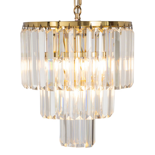 Celestial 3 Tier Satin Brass Crystal Pendant Chandelier Celestial 3 Tier Satin Brass Crystal Pendant Chandelier