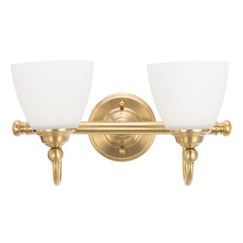 Nova Bowl Opal Glass Twin Wall Light - Satin Brass
