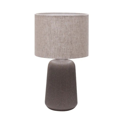Serene Grey Ribbed Brown Shade Ceramic Table Lamp
