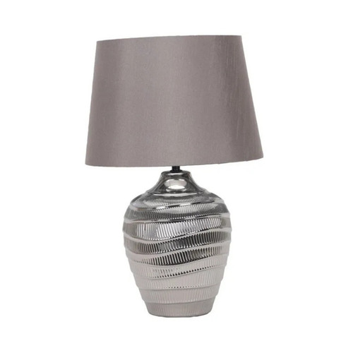 Lena Silver Wavy Textured Ceramic Table Lamp