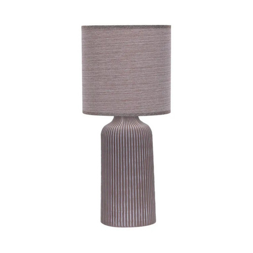 Hezekiah Brown Cylindrical Ribbed Ceramic Table Lamp