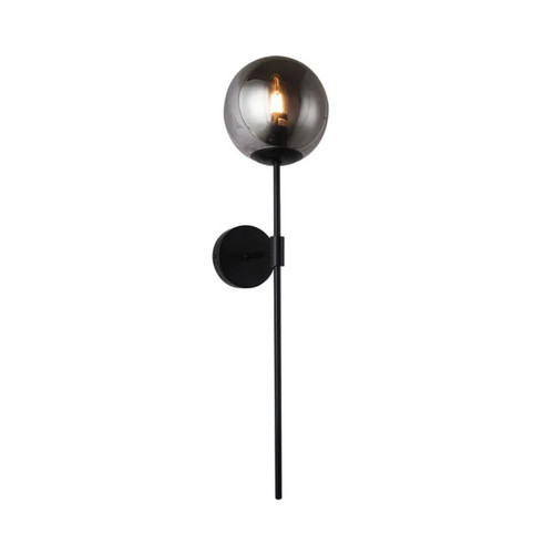 Mahlani Black Smoked Glass Round Torch Wall Light