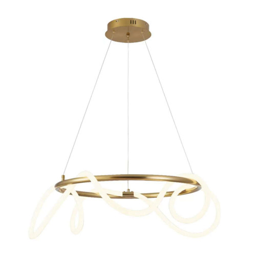 Slink Gold Opal Glass Round Frame Pendant