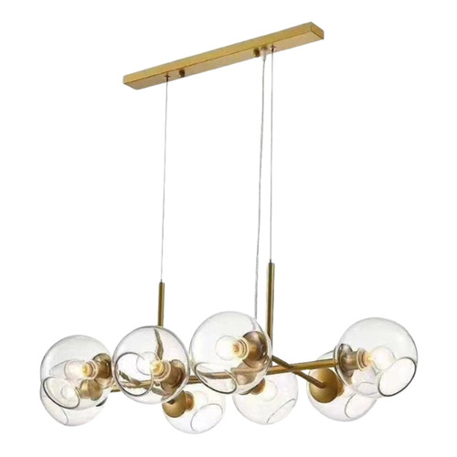 Haley 8 Light Gold Bar Clear Glass Pendant