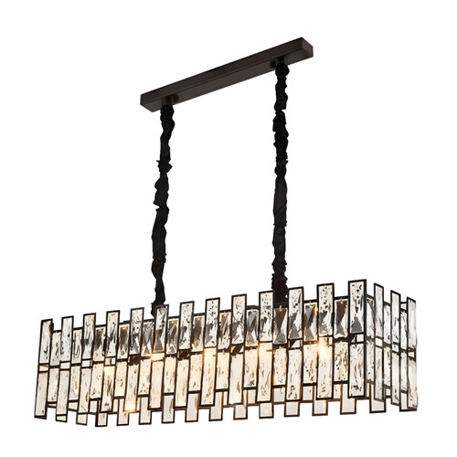 Marianne Crystal Prism Rectangular Chandelier - Black