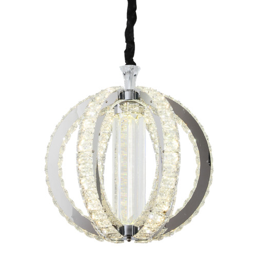 Spherical Chrome Crystal CCT LED Pendant Chandelier