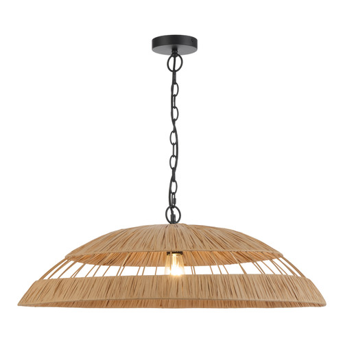 Vasili Oversized Natural Raffia Dome Pendant Light