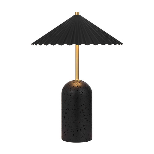 Anelie Black Travertine Coastal LED Table Lamp