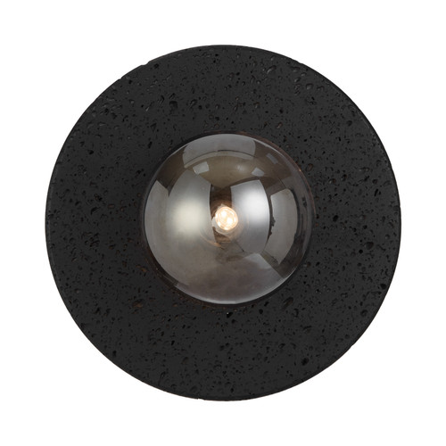 Vanni Black Travertine Smooth Smoke Glass Circular Wall Light