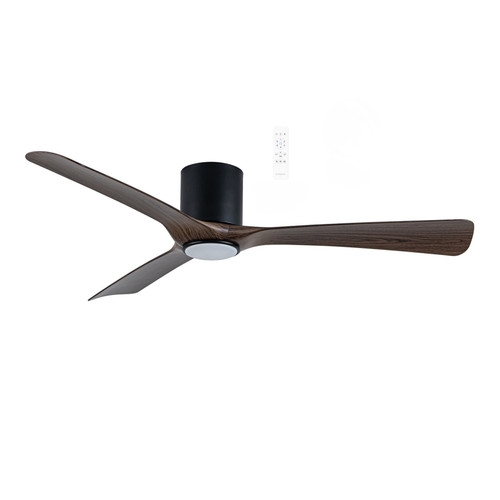 Fresno 52 Matt Black and Walnut Smart DC Ceiling Fan with LED Light