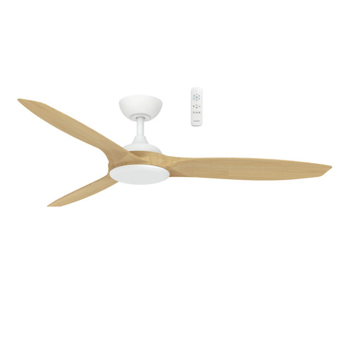 Newport 56 Smart DC Ceiling Fan with Remote - Matt White & Oak