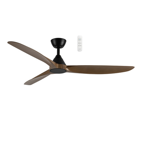 Seaforth Smart DC Ceiling Fan with Remote - Matt Black & Teak