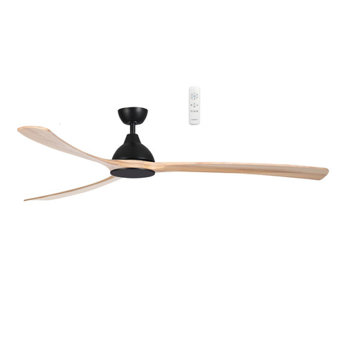 Norfolk Aero Smart DC Ceiling Fan with Remote - Matt Black & Natural