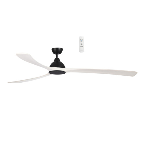 Norfolk Aero Smart DC Ceiling Fan with Remote - Matt Black & White Wash