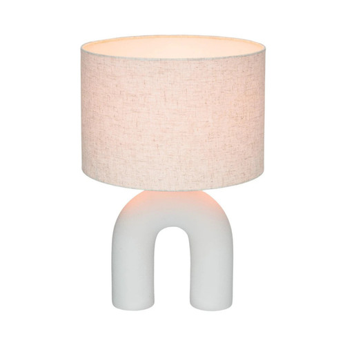 Kai White Ceramic Table Lamp with Linen Shade