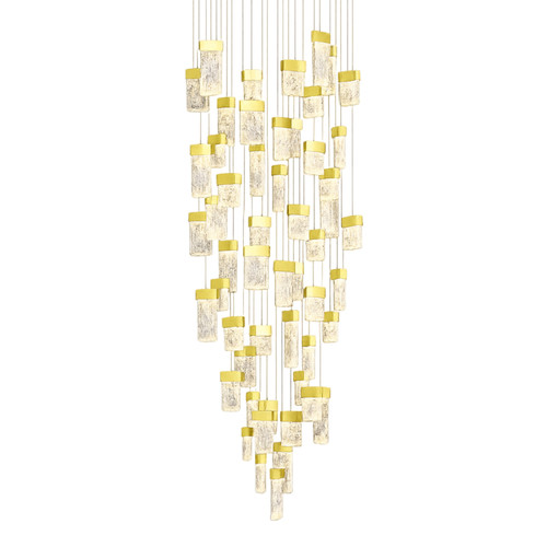 Roan 55 Light Textured Rectangular Glass Gold Pendant