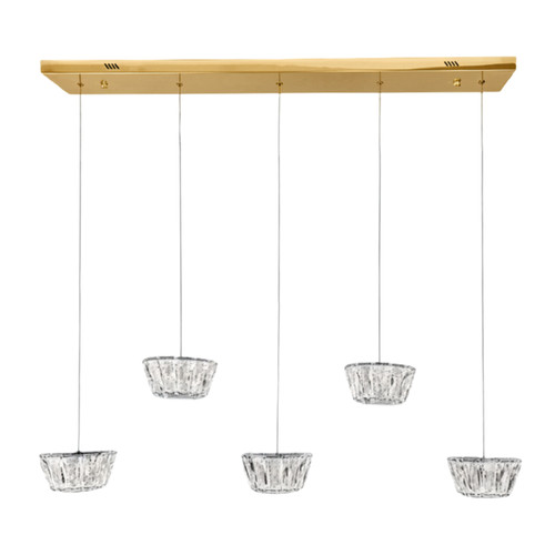 Downey 5 Light 3CCT LED Crystal Pendant - Gold