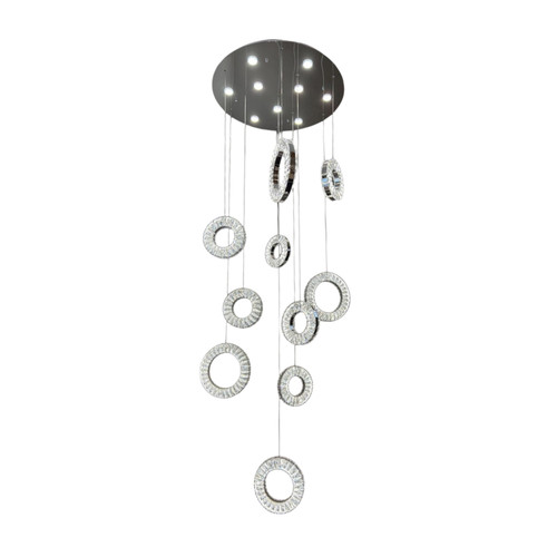 Fria 10 Light Chrome Cascading Crystal Pendant Chandelier